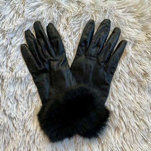 Wilsons Leather Accessories - EUC Women's Wilsons Black Faux Fur Lined Leather Gloves Sz XL
